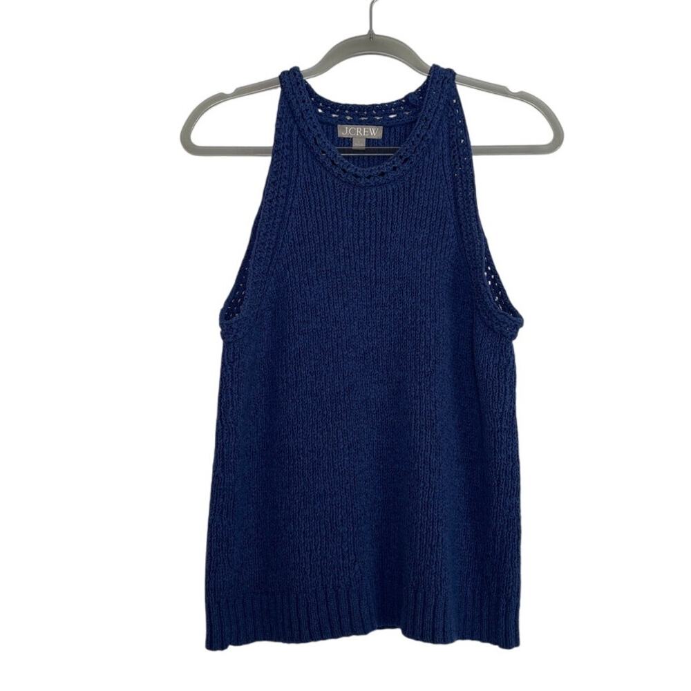 J.CREW Womens Sweater Chunky Knit Tank Top Blue Size Large Preppy Fisherman